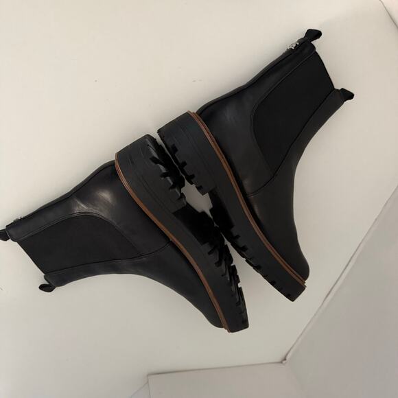 Sam Edelman Laguna Chelsea boot two tone black leather CHUNKY sole pull on 7.5 - Picture 14 of 15